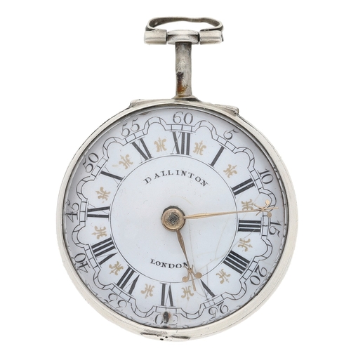 433 - J. Wilders, London - English 18th century repoussé silver and tortoiseshell triple cased verge pocke... 