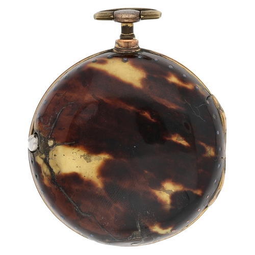 438 - Robert Barnes, Birmingham - English 18th century gilt metal and tortoiseshell pair cased verge pocke... 