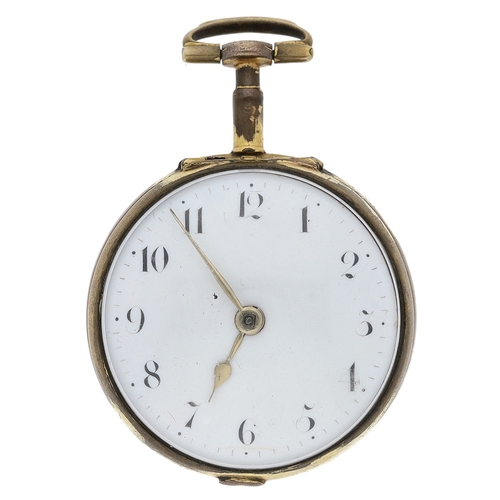 438 - Robert Barnes, Birmingham - English 18th century gilt metal and tortoiseshell pair cased verge pocke... 