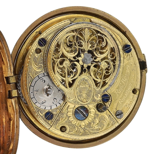 438 - Robert Barnes, Birmingham - English 18th century gilt metal and tortoiseshell pair cased verge pocke... 