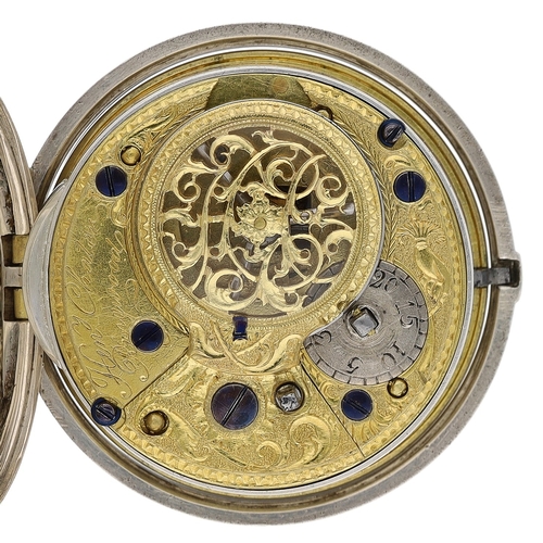 445 - Henry Chater, Ringwood - 18th century English silver and horn pair cased verge pocket watch, London ... 