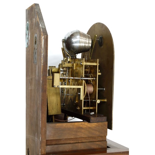 1717 - Fine English burr walnut three train wall clock, the movement playing on a nest of eight bells and f... 