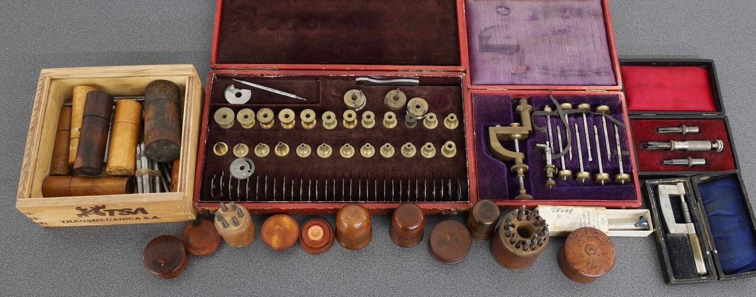 Quantity of watchmakers tools to include a cased set of collets and ...
