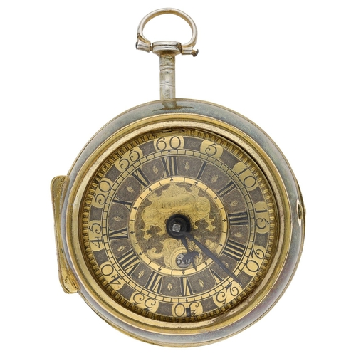 457 - Johan Bushman, London - early 18th century gilt metal pair cased verge pocket watch, signed fusee mo... 