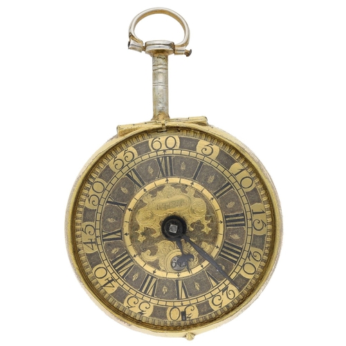 457 - Johan Bushman, London - early 18th century gilt metal pair cased verge pocket watch, signed fusee mo... 