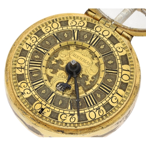 457 - Johan Bushman, London - early 18th century gilt metal pair cased verge pocket watch, signed fusee mo... 