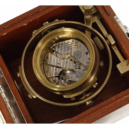 1337 - Hamilton U.S. Navy Model 22 forty-eight hour chronometer watch, the silvered dial signed Hamilton La... 