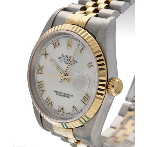 9 - (322) (9824-6-A) Rolex Oyster Perpetual Datejust stainless steel and gold gentleman's wristwatch, re... 