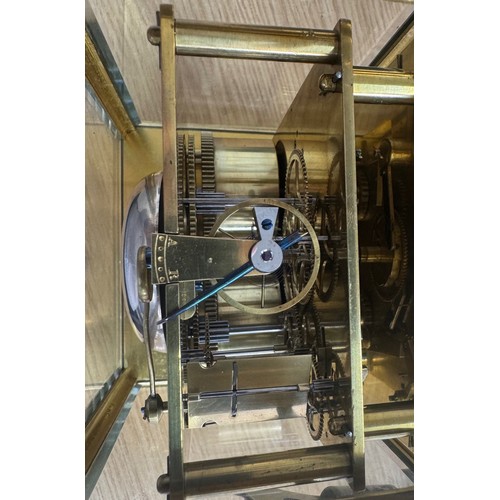 1220 - Good Paul Garnier of Paris carriage clock striking on a large bell, chaff-cutter escapement, the mov... 