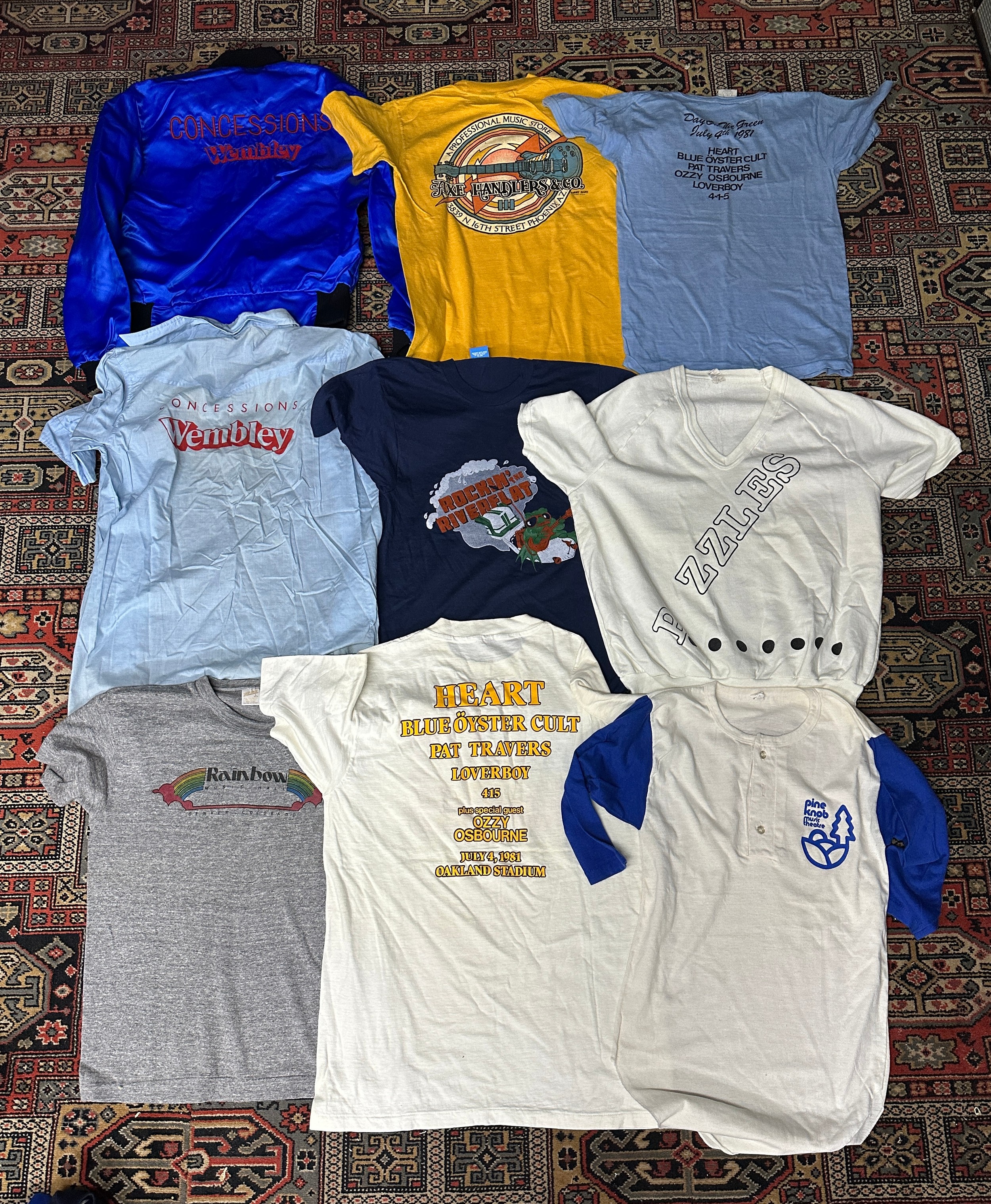 Selection of crew and tour merchandise, mainly concessions and events ...