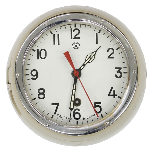 447 - Three Russian bulkhead wall clocks, with 6