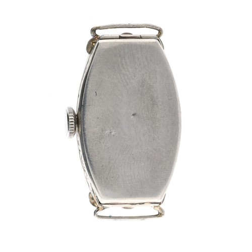 57 - 1920s platinum sapphire and diamond set lady's cocktail wristwatch, silvered Arabic numeral dial wit... 