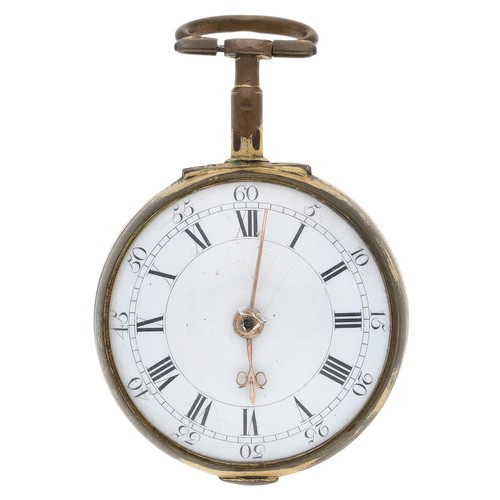 34 - Benjamin Sidey, London - English 18th century gilt metal pair cased verge pocket watch, No. 4672, si... 
