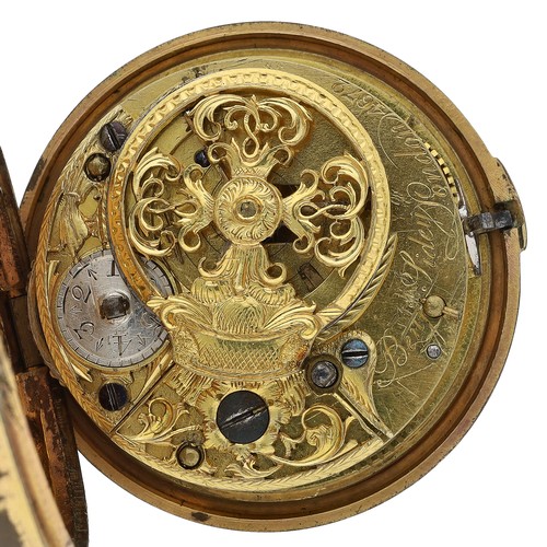 34 - Benjamin Sidey, London - English 18th century gilt metal pair cased verge pocket watch, No. 4672, si... 