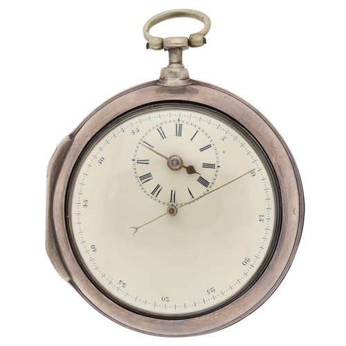 51 - John Russell, Falkirk - George III doctors dial silver pair cased verge pocket watch, London 1783, s... 