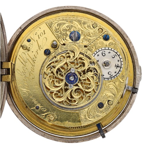 51 - John Russell, Falkirk - George III doctors dial silver pair cased verge pocket watch, London 1783, s... 