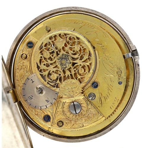 1 - Barth Valentine, London - George III silver and horn 'Britannia' pair cased verge pocket watch, Lond... 
