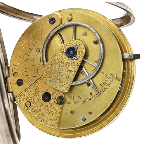 54 - William Young, Dundee - 19th century silver fusee lever pocket watch, London 1833, No.1647, signed m... 