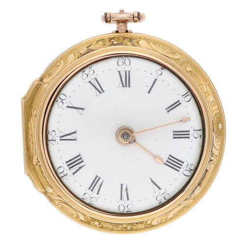 10 - William Knight, London - George III 22ct repoussé pair cased verge pocket watch, London 1776, No. 38... 