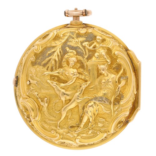 10 - William Knight, London - George III 22ct repoussé pair cased verge pocket watch, London 1776, No. 38... 