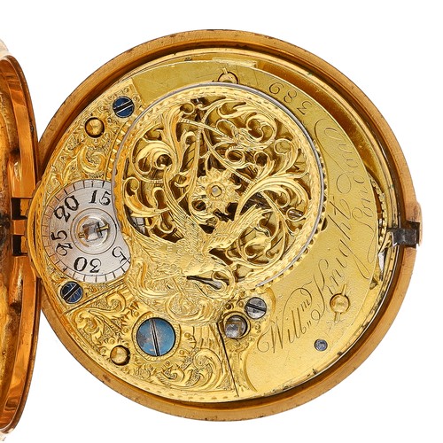 10 - William Knight, London - George III 22ct repoussé pair cased verge pocket watch, London 1776, No. 38... 