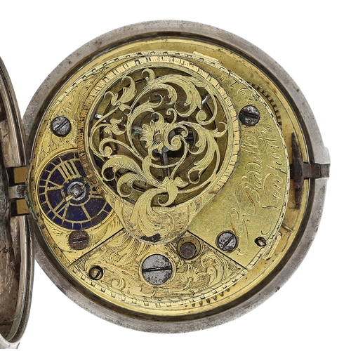 8 - George Badderley, Newport - English 18th century silver pair cased verge pocket watch, Chester 1763,... 