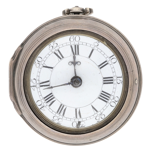 9 - Thomas Lee, Leicester - George III silver pair cased verge pocket watch, circa 1770, No. 4137, signe... 