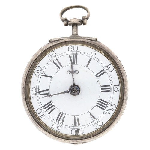 9 - Thomas Lee, Leicester - George III silver pair cased verge pocket watch, circa 1770, No. 4137, signe... 