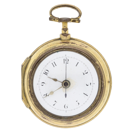 12 - George Monro, Edinburgh - Rare 18th century 'upside down cylinder' gilt metal pair cased pocket watc... 