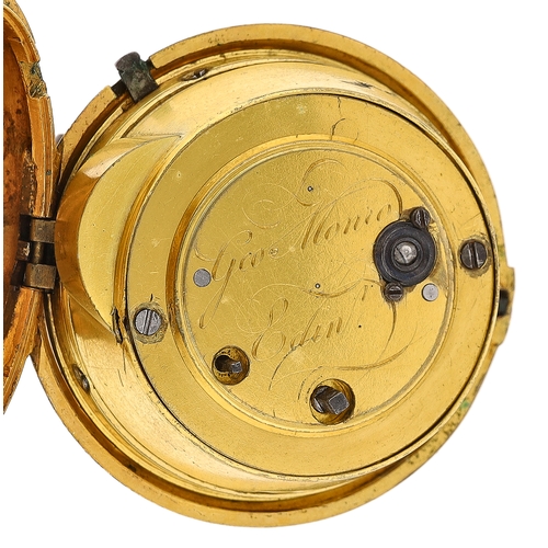 12 - George Monro, Edinburgh - Rare 18th century 'upside down cylinder' gilt metal pair cased pocket watc... 