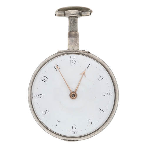 19 - George Clark, London - Fine George III silver pair cased verge plunge quarter repeating pocket watch... 