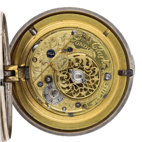 19 - George Clark, London - Fine George III silver pair cased verge plunge quarter repeating pocket watch... 