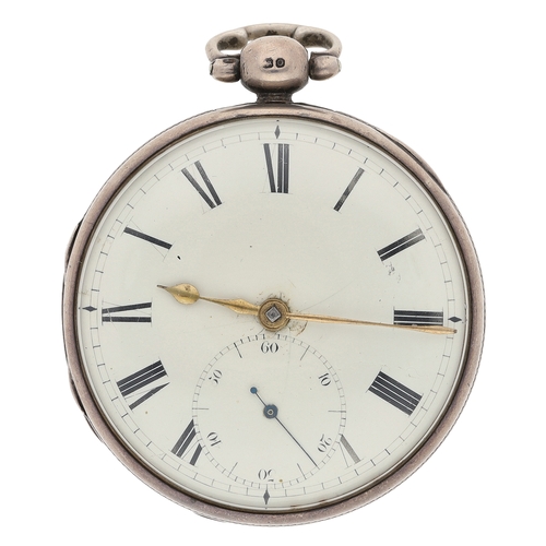 23 - Barwise, St Martins Lane - George IV silver duplex pocket watch, London 1829, signed fusee movement ... 