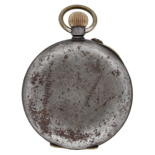 28 - Swiss gunmetal lever calendar pocket watch with moon phase, No. 12633, unsigned movement, gilded Rom... 