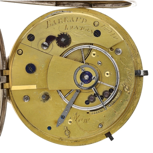 31 - Barraud, London - George IV silver fusee lever pocket watch, London 1829, No. 14910,  signed movemen... 