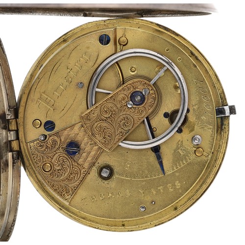 32 - Thomas Yates, Preston - Victorian silver 'slow beat' fusee lever pocket watch, London 1859, No. 1660... 