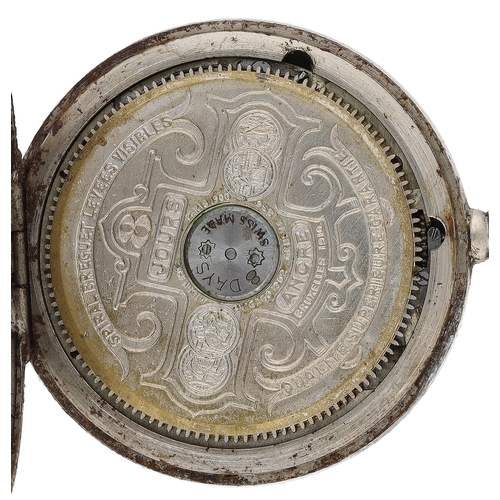 38 - Hebdomas Patent - 8 Days Calendar gunmetal pocket watch with rare sweeping centre seconds, signed wh... 