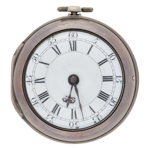 39 - John Mills, Montrose - 18th century silver pair cased verge pocket watch, London 1765, No. 78, signe... 