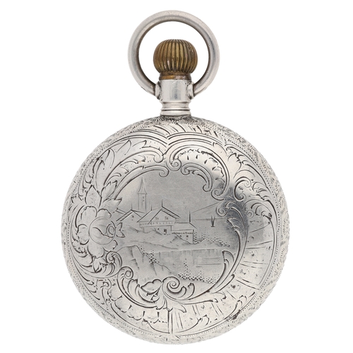 47 - Large Swiss silver lever pocket watch, import hallmarks for London 1914, unsigned gilt frosted movem... 