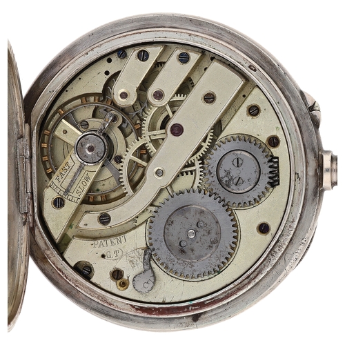 60 - Swiss silver (0.935) digital jump hour pocket watch, circa 1880,&nbsp;gilt frosted lever movement wi... 