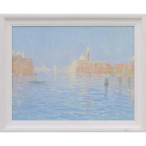 John Miller FRSA (British 1931-2002) - 'Venice', signed and inscribed with title and artist reference number verso, also with Michael Truscott FRSA signature and stamp, oil on canvas, 17.5" x 23.5", framed 28" x 22" overall