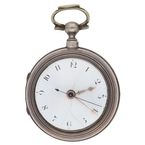 56 - Rare 18th century 'upside down' cylinder centre second silver pair cased pocket watch, London 1758, ... 