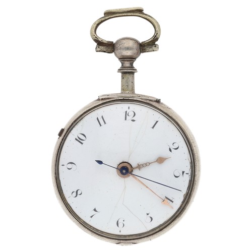 56 - Rare 18th century 'upside down' cylinder centre second silver pair cased pocket watch, London 1758, ... 