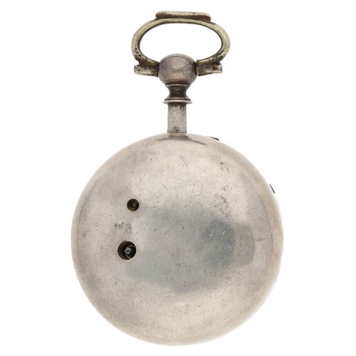56 - Rare 18th century 'upside down' cylinder centre second silver pair cased pocket watch, London 1758, ... 
