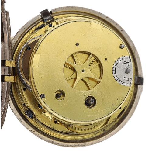 56 - Rare 18th century 'upside down' cylinder centre second silver pair cased pocket watch, London 1758, ... 