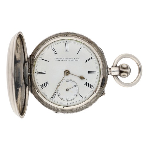 46 - Stuart Dawson & Co, Liverpool and London - Victorian silver top wind hunter pocket watch, London... 