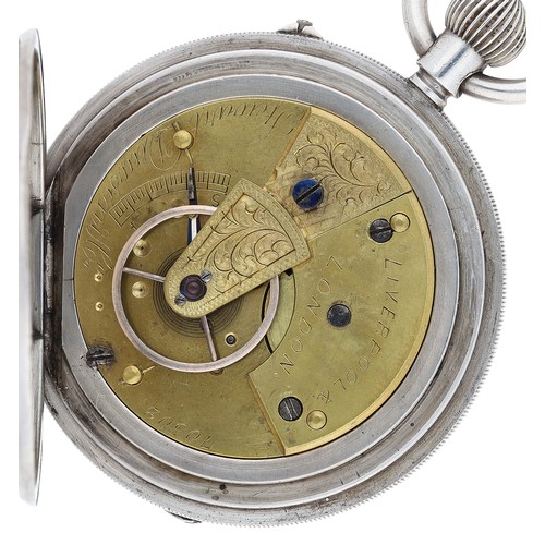 46 - Stuart Dawson & Co, Liverpool and London - Victorian silver top wind hunter pocket watch, London... 