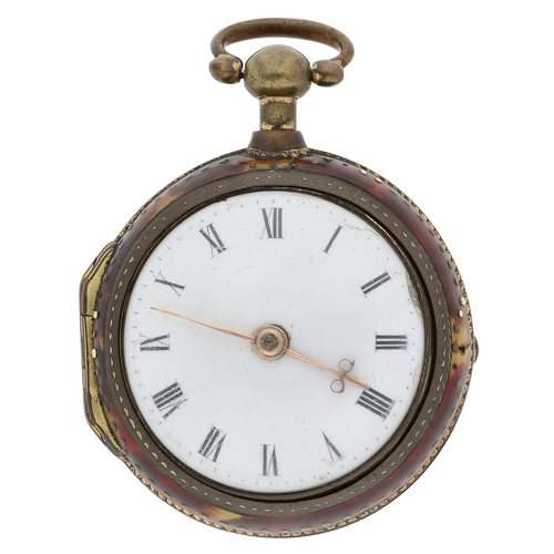 57 - George Taylor, London - English 18th century gilt metal and tortoiseshell verge pocket watch, circa ... 