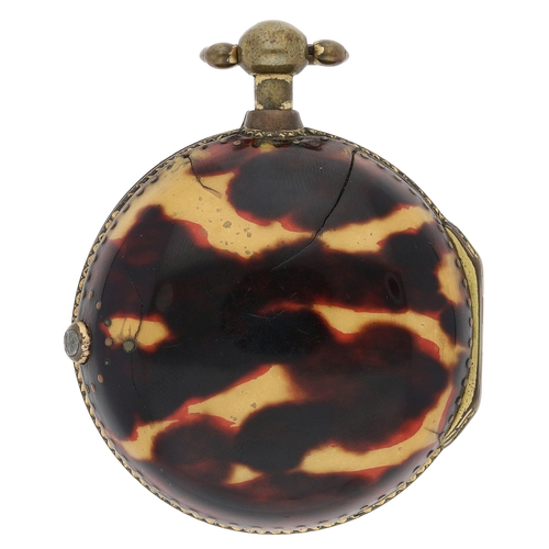 57 - George Taylor, London - English 18th century gilt metal and tortoiseshell verge pocket watch, circa ... 
