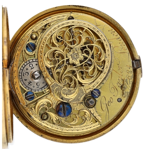 57 - George Taylor, London - English 18th century gilt metal and tortoiseshell verge pocket watch, circa ... 